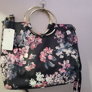 Target brand floral ring handle purse